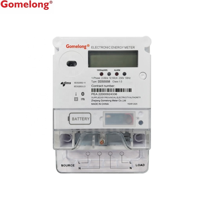 Single-Phase 2-Wire Electronic Energy Meter, Class 1 Accuracy, IP54, 230V, 5(100)A Anti-Tampering, for Android
