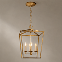Lustre suspendu carré en laiton antique à 4 lumières pour hall d'entrée, salle à manger, éclairage intérieur personnalisé