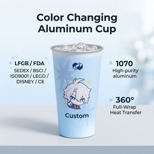 Vaso Reutilizable <span class=keywords><strong>de</strong></span> Aluminio 1070 Ecológico, con Cambio <span class=keywords><strong>de</strong></span> Color, Personalizable con Logotipo, para Bebidas Frías y Fiestas, Venta al Por Mayor - Product Image 1
