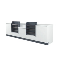 Comptoir de caisse d'angle en acier, design simple pour magasin, supermarché, épicerie, personnalisable, commercial