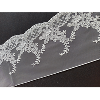 Tissu en maille transparente 100 % polyester tricoté à rayures étroites classiques brodées pour la confection de vêtements, la décoration et les accessoires OEM