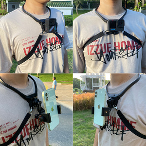 POV/VLOG Correa de pecho montada en el cuello para teléfono inteligente para <span class=keywords><strong>GoPro10</strong></span>/9/8/7 Soporte para teléfono móvil con cuello de cámara deportiva - Product Image 3