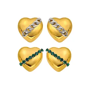Wholesale Luxury Sweet Heart Stud Earrings Stainless Steel Zircon Chain Stud Earrings for Women Gift for Women