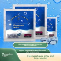 Tablettes effervescentes bleues solides pour essuie-glace, nettoyant pour vitres de voiture, anti-buée, emballage anglais