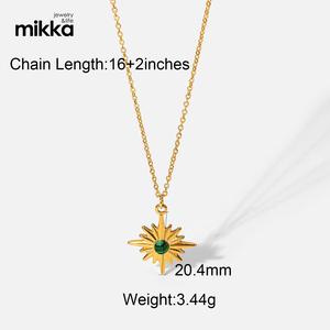 Gioielli in acciaio inossidabile catena placcata oro 18 carati cuore occhi malvagi sole con collana con ciondolo in pietra preziosa per regalo donna - Product Image 2