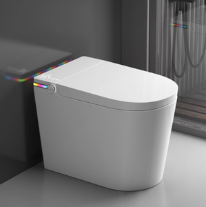 WC intelligent rond à poser au sol, 58 cm, avec siphon en S, siège chauffant et télécommande, gain de place - Product Image 1