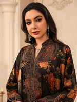 Luxuriöses Vintage-Blumendruck-Abaya-Kleid mit Stehkragen und Stickerei, Modest Couture Kaftan Abaya Bedrucktes Langes Kleid