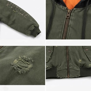 Chaqueta Bomber para Hombre con Forro Personalizado, Estilo Urbano, Impresión de Alta Calidad, Chaqueta de Lona Desgastada - Product Image 2