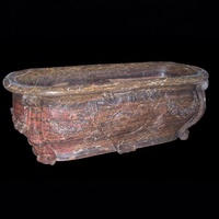 Baignoire de spa chaude en marbre blanc à surface solide avec siège Baignoire à savon élégante pour villa