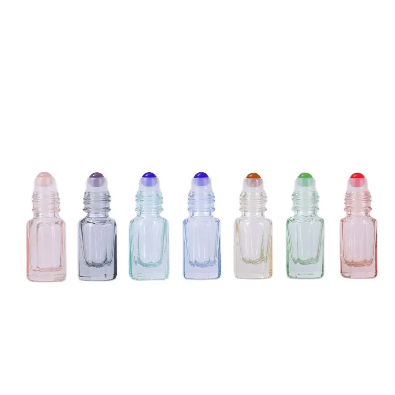3ml yeni tasarım sekizgen şişe cam rulo parfüm şişesi plastik vidalı kapak cam ürünleri kişisel bakım kozmetik ambalaj