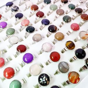 Bague en pierres multicolores pour hommes et femmes, personnalisable, avec pierres précieuses naturelles géométriques colorées - Product Image 1