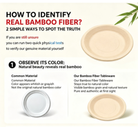 Assiettes jetables en fibre de bambou ECO 6 7 9 10 pouces, 100 % compostables, compatibles micro-ondes, pour camping, fêtes et cantines