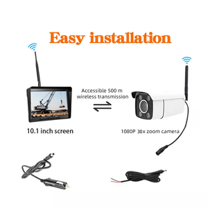 Sistema de Monitoreo de Grúa Torre con Cámara Frontal Inalámbrica con Zoom Óptico de Largo Alcance de 30x, Pantalla IPS de 10.1 Pulgadas, 1080P, Impermeable, Visión Nocturna - Product Image 5