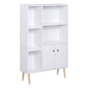 HOMCOM <b>Bookcase</b> Cabinet with Feet in White Pine Wood 80x23.5x123cm - Product Image 1