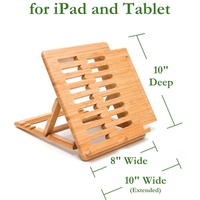 Soporte extensible de madera de bambú hecho a mano de un solo nivel con organizador de cajones para iPad para tabletas Nexus Nintendo Switch-Uso de escritorio