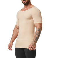 SYPDX01 T-shirts de compression amincissants à manches courtes pour hommes avec double couche de Spandex/Nylon pour le contrôle du ventre