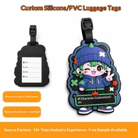 Étiquettes de bagage personnalisées en PVC souple, motif Océan violet, logos 3D en relief, personnalisation anglaise, en silicone, pour embarquement