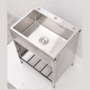 Lavello <span class=keywords><strong>cucina</strong></span> con rubinetto circolare acqua calda e fredda tubo di ingresso vasca lavanderia in acciaio inossidabile con mensola - Product Image 2