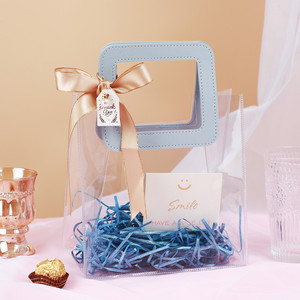 Petit sac de toilette transparent en PVC avec poignée en corde, étanche, option de logo personnalisé - Product Image 2