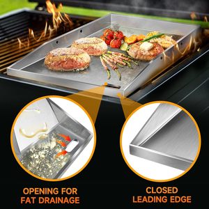 Plaque de gril <span class=keywords><strong>Plancha</strong></span>, plaque de gril en acier inoxydable de 4 mm d'épaisseur avec poignée amovible et ensemble de 2 spatules de gril - Product Image 3