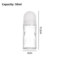 Flacon roll-on transparent en verre de 50 ml, forme irrégulière, pour déodorant liquide anti-transpirant sous les aisselles – Disponible immédiatement