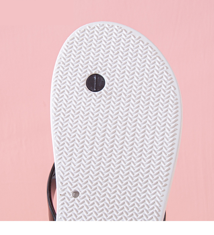 Custom Printed Black White Flip-flops for Women Summer Non-slip Beach Flats Slippers Shoes