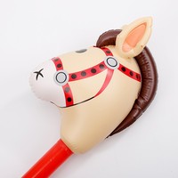 Lindo inflable Animal caballo en forma de globo Hobby caballo palo juguete inflable Rosa cabeza de caballo en un palo de juguete
