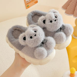 Women's Canvas Cotton Fluffy Cute Puppy-pattern Winter Warm Eco-friendly Slip-resistant Plastic-<b>soled</b> Plush Evergreen Outdoor - Product Image 2