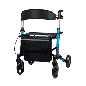 Chariot de courses à quatre roues en alliage d'aluminium avec fonction pliable pour personnes âgées, utilisation en extérieur, bleu lac - Product Image 1