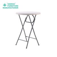 Table ronde blanche en plastique SK-ZDZ-B003 Table d'extérieur de camping pliante facile pour pique-nique de banquet portable