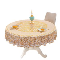 Nappe de table de luxe de 72 pouces, style européen, grande, en PVC, imperméable, antidérapante, pour hôtel, avec motif floral, anti-poussière, lavable