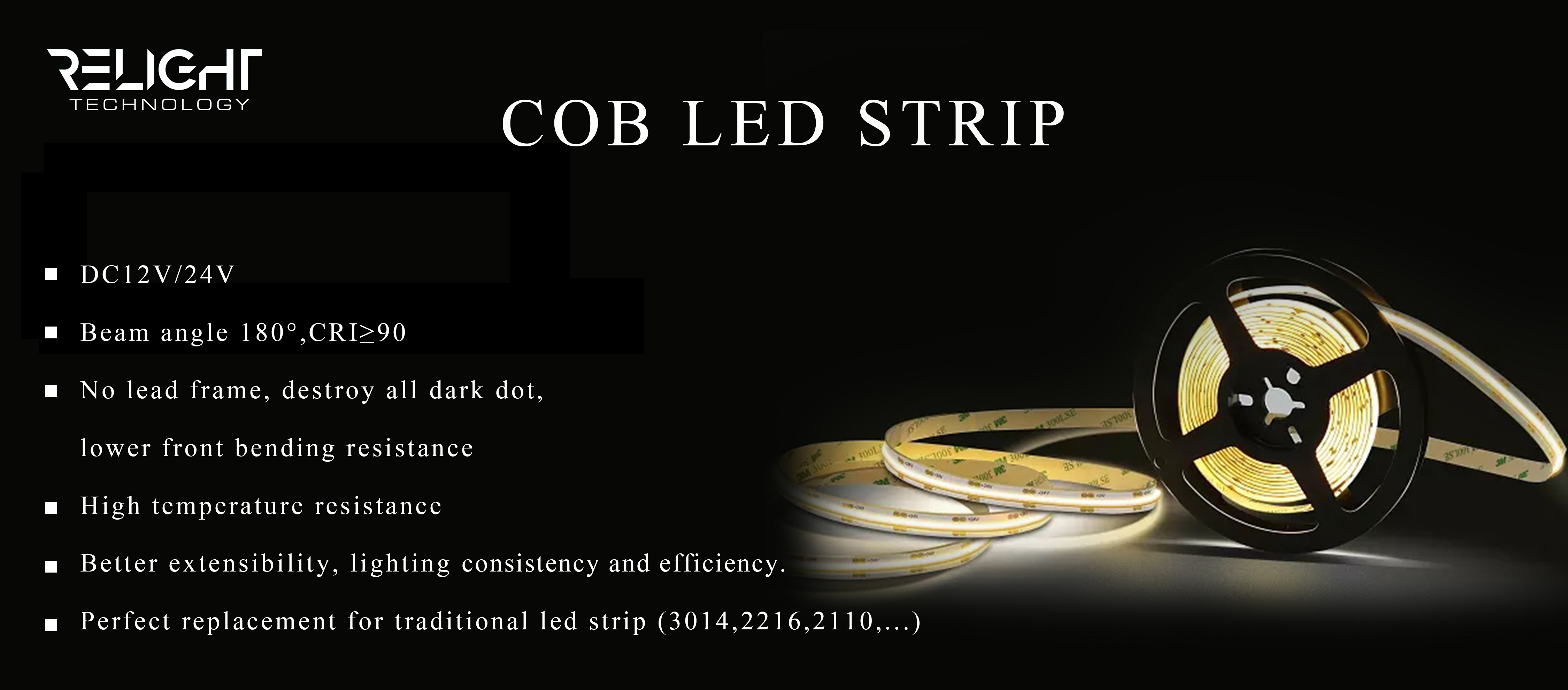 Uniform 480PCS Chip Flexible COB LED Strip DC24V 8W-15W 8mm RGB Color