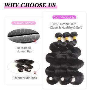 Pacotes de Cabelo Humano Virgem 15A Body Wave 100% Virgem Vietnamita Preto Natural para Mulheres, Completamente Espesso, Dupla Costura à Máquina, Permanente - Product Image 3