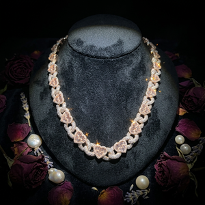 Collar llamativo de moissanita chapado en oro rosa con corte de corazón, cadena de eslabones de lujo para mujer, joyería de fiesta - Product Image 1