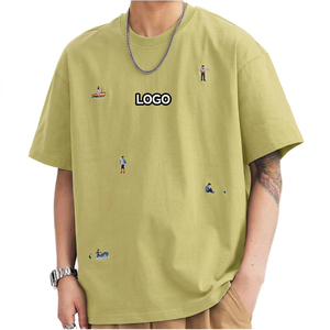 Nouveau T-shirt Homme Bleu 2026 à Épaules Tombantes, Sérigraphié, 220g, Écologique, Logo Brodé Personnalisé, Coton Lourd, Streetwear - Product Image 5