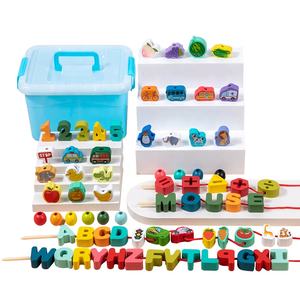 Blocs de construction en bois de haute qualité, dessin animé, éducatifs, <span class=keywords><strong>jeu</strong></span> de ficelle pour enfants, perles à enfiler - Product Image 4