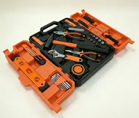 Ensemble d'outils mécaniques en acier inoxydable de qualité supérieure - 58 pièces - Kit de douilles SAE/métriques avec coffret rigide pour voitures américaines et australiennes - Utilisation en garage