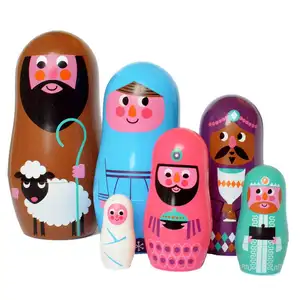 Christ Jesus Snowman Christmas Family Doll Craft Kit For Children Wooden Russian Matryoshka Doll