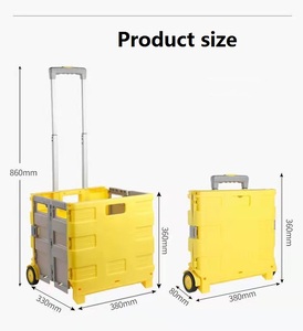 पोर्टेबल ढहने वाले रोलिंग 2 व्हील चढ़ाई फोल्डेबल सुपरमार्केट शॉपिंग प्लास्टिक ले हाथ ट्रॉली गाड़ी - Product Image 2