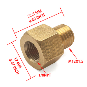 Raccord de tuyauterie en laiton M12-1.5 mâle vers 1/8NPT femelle, adaptateur de conversion de filetage métrique-pouce avec joint d'étanchéité en cuivre - Product Image 4