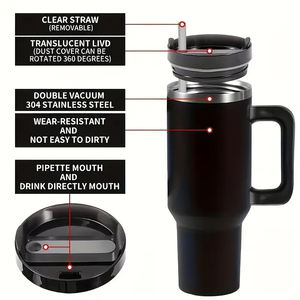 Coperchi da viaggio a tenuta stagna a doppia parete in acciaio inossidabile con rivestimento in polvere per auto tazza da 40 once con coperchi - Product Image 6