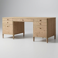 Bureau d'étude en bois massif, artisanal, fiable, portable, taille et couleur personnalisables, style moderne du milieu du siècle
