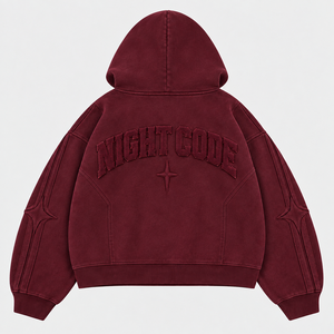 Custom <b>Hoodie</b> 450 GSM Cotton Oversized Full <b>Zip</b> Puff Print <b>Graphic</b> Print Waffle Texture Streetwear Comfortable Feel Men <b>Hoodie</b> - Product Image 2