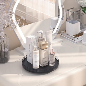 Modern Double Tier Kitchen Organizer Stainless Steel Waterproof Countertop Seasoning <b>Rack</b> with Rotatable Turntable Storage - Product Image 5