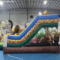 Château gonflable commercial à thème animaux de la jungle avec toboggan pour location événementielle