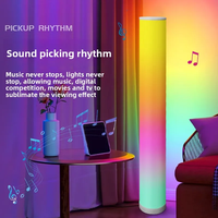 Lámpara de Pie Cilíndrica LED RGB Inteligente Tuya, Sincronización con Música, Regulable, Luz de Esquina Moderna, Control Remoto por Aplicación, Decoración para Sala de Estar y Juegos
