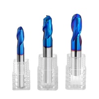 Fraise à queue sphérique en carbure à 2 dents, en acier au tungstène 55HRC 65HRC, revêtement bleu, pour usinage CNC