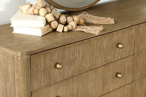 Wash Modern Solid Oak Wood <b>6</b>-<b>Drawer</b> Rectangular Dresser with MDF Panel for Bedroom Storage - Product Image 4