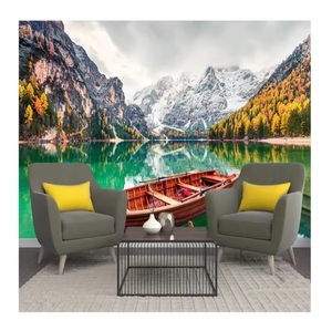 Murales 3D personalizados bosque papel pintado paisaje montaña <span class=keywords><strong>lago</strong></span> paisaje pared murales para sala de estar TV telón de fondo papel de pared - Product Image 2