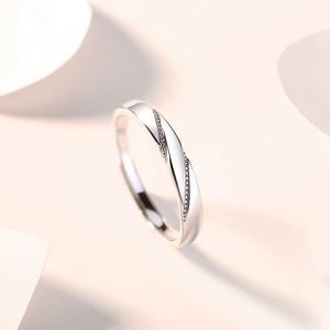 Anillos de Pareja Plateados en Platino, Anillos Románticos con Circonita, Anillos Ajustables para Parejas, Joyería de Compromiso y Boda para Mujeres y Hombres - Product Image 5